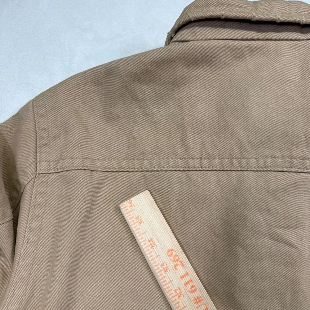 Gap Mens Tan Cotton Twill Quilted Lined Workwear Utility Jacket Large
